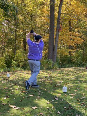 my son teeing off