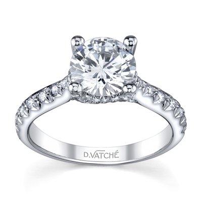 Platinum Round Pave Engagement Ring with Moissanite Forever Brilliant Center Vatche Style #1026 By I.D. Jewelry Diamond District New York