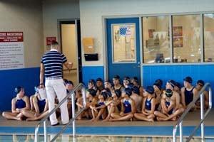 CEO/Owner, and Head Coach of the SASA Sharks, meeting with the swim team before Race Day!