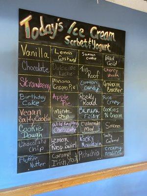 The ice cram flavor choices.