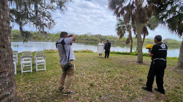 Shelter #5. Great spot for a wedding. Wedding couple for scale