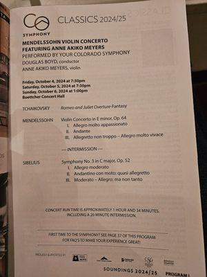 Today's concerts (Tchaikovsky, Mendelssohn Violin Concerto and Sibelius Symphony #3)