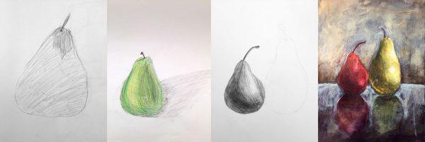 Six months of progress by a 9-10 year old student at LZM Studio, 2014