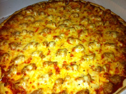 Sausage thin crust pizza