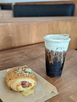 Jalapeno Ham and Cheese Croissant + Iced Mac Latte