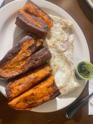 Simple hearty brekkie with yum chimichurri sauce