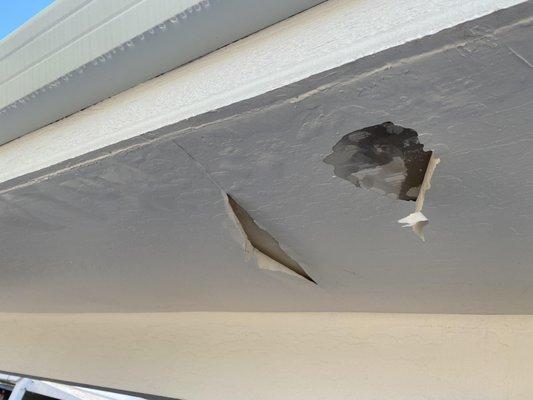 Patio roof leaked.  It was discovered that wrong material was used and nails that were not designed for roofing. Everything had to be redone