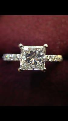 1.5 Ct. Princess Cut Diamond in Platinum Setting. GIA Certified: G Color VS2 Clarity.