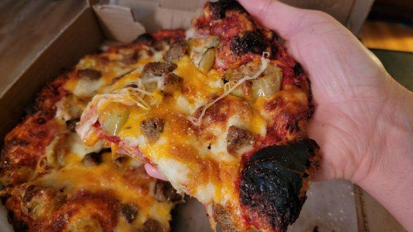 Stuffed Hot Pepper Pizza with Meatballs: Plenty saucy and cheesy!