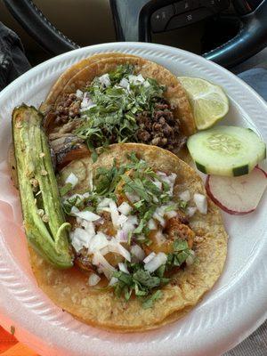 Shrimp taco & asada taco