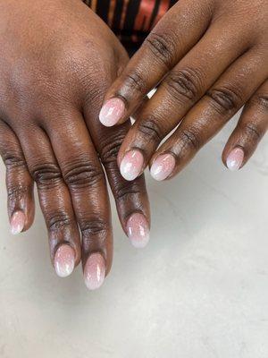 Ombre nails with a little sparkle.