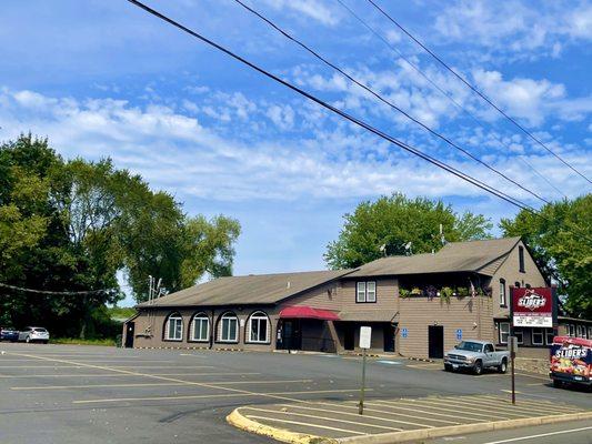 Building and parking lot, it's the only business on a suburban road with mostly houses, kinda odd