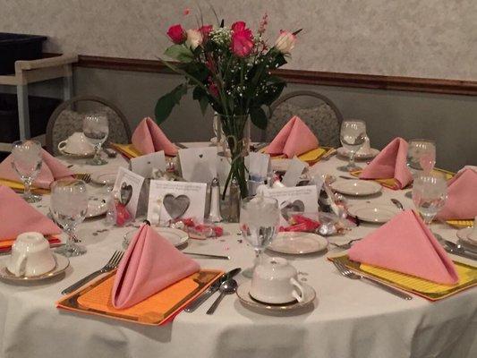 One of the tables at my shower. Roses not included. Napkins are