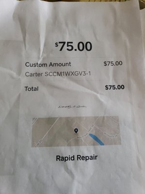 The service fee charged to come out and unfortunately not repair.