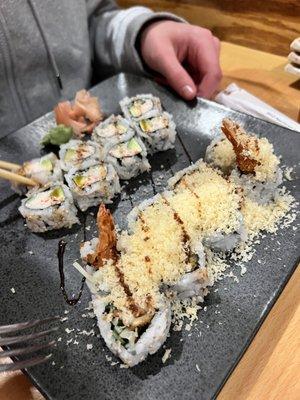 California roll and Ladybug (has shrimp tempura)