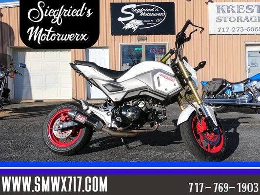 2017 Honda Grom in stock now! This one is fully loaded with all the parts EVRRY Grom owner wants!!!