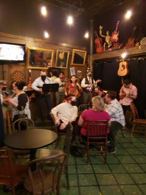 Bar and music on stage pre show