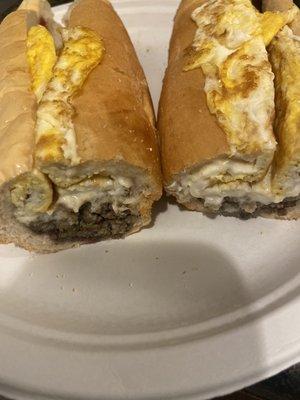 Scrapple egg and cheese