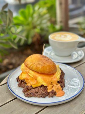 Breakfast Smash Burger & a Vanilla Bean Latte