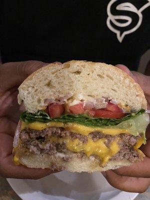 Double deluxe cheeseburger