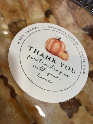 Happy Thanksgiving! Thank you for the holiday apple pie to clients!