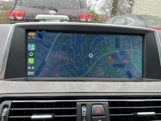 Installed MMI CarPlay module that uses legacy iDrive system from BimmerTech in 2012 BMW