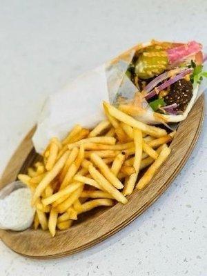 Falafel Wrap with fries