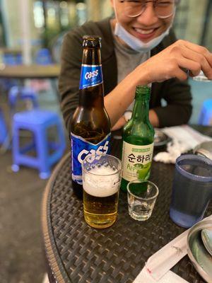 Soju and Beer.