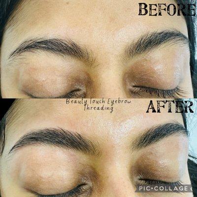 Eyebrow threading before and after pictures.