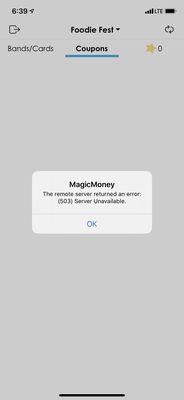 Not cool the app for Magic Money was down so it forced you to buy a card & pay the $3.50 fee.