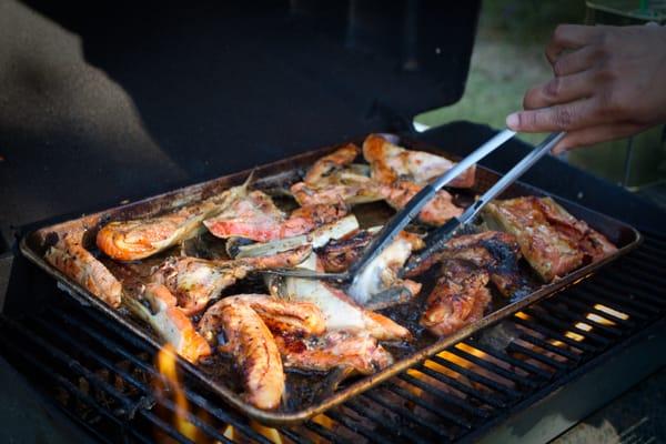 Summertime grilling - succulent salmon collars