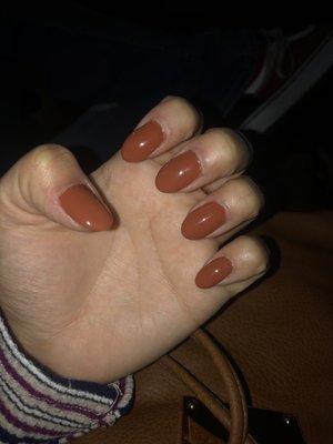 Almond Shape Gel Acrylic Nails In Ginger color