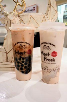 Black Sugar Boba Milk Tea with Taro Paste ($7.70). Cold Taro & Mochi Sago Coco Drink ($8.75).