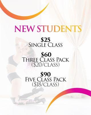 We have special offers for First Time Students!