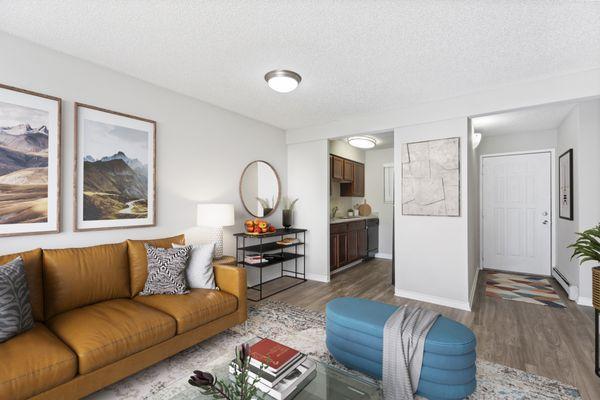 Living room with Hardwood-style Flooring