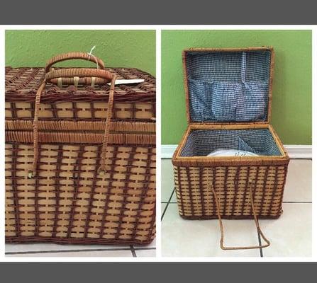 Picnic basket only $22 and it came with plates, spoons, and cups inside!