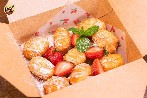 Fried Cruller and Strawberies