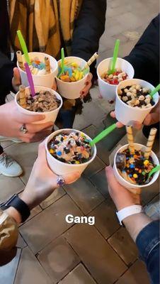 My friend group and I customized our frozen yogurt !!!