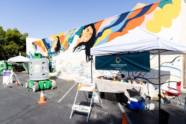 parking lot mural in progress