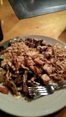 The steak and chicken hibachi