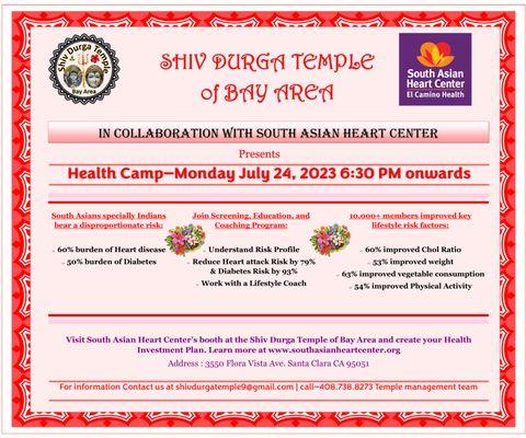 Health Camp Organized by the Temple