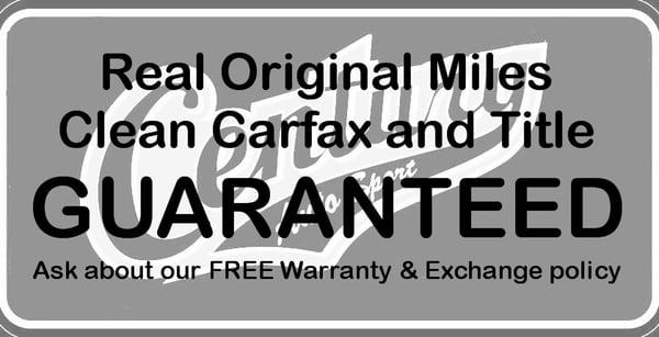 Every unit comes with a CLEAN TITLE and FREE CARFAX report.