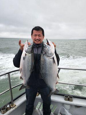 Two king salmon. Pacific Pearl. 7.30.22