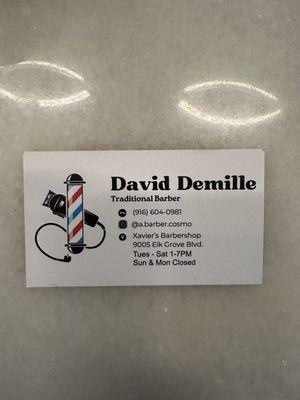 David's business card