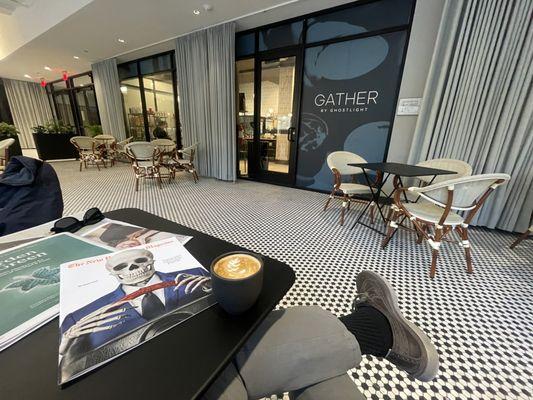 Espresso Gibraltar with the New York Times magazine on a very cold morning inside the old restored Dayton Arcade