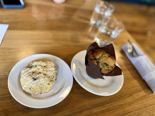 Blueberry scone and blue berry lemon muffin!