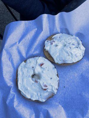 Jalapeño cheddar bagel with jalapeño cream cheese