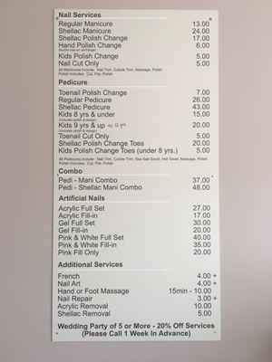 Services and prices