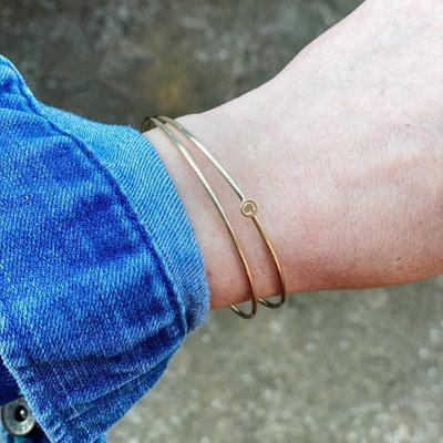 Heavyweight bangle, Stamped Initial 'G' bangle