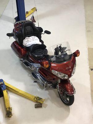 This Honda motorcycle is after an oil change